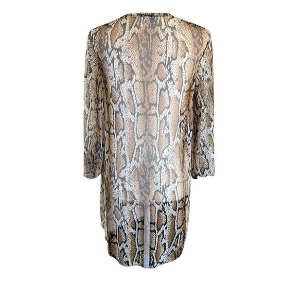 Jordan Taylor Animal Print Sheer Tunic Small 3/4 Sleeve Snake Mobwife Sexy - Picture 4 of 11